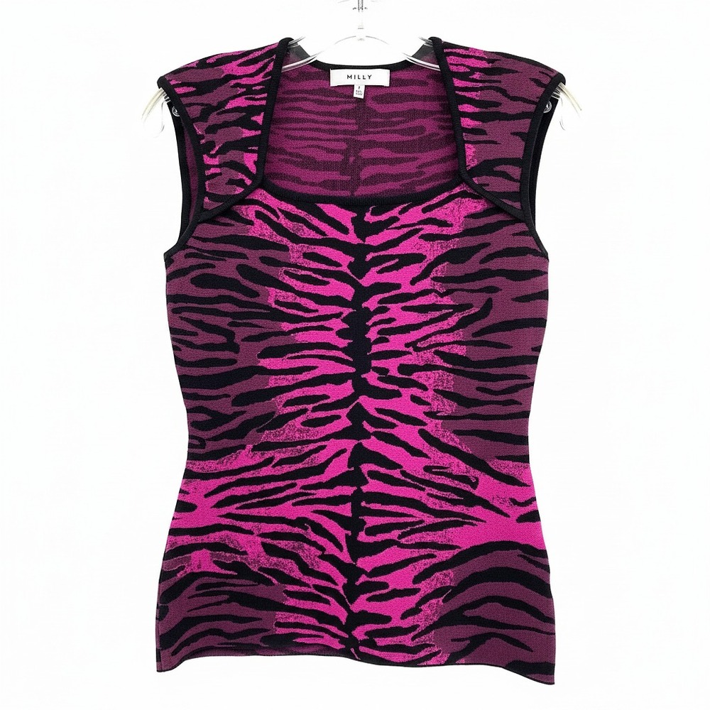 Milly Purple Black Zebra Print Knit Tank | Women’s S Regular